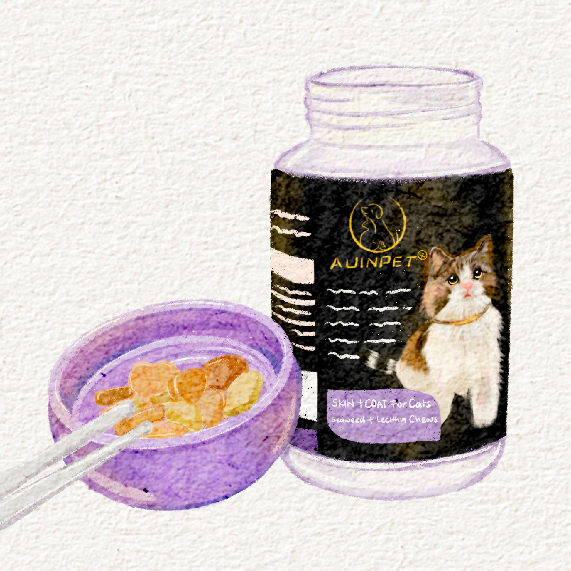 SKIN + COAT For Cats Seaweed+Lecithin Chews | AUINPET